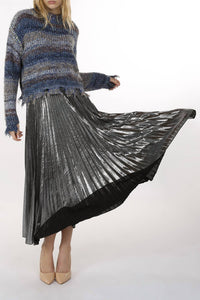 Beulah - Metallic Coated Pleat Maxi Skirt