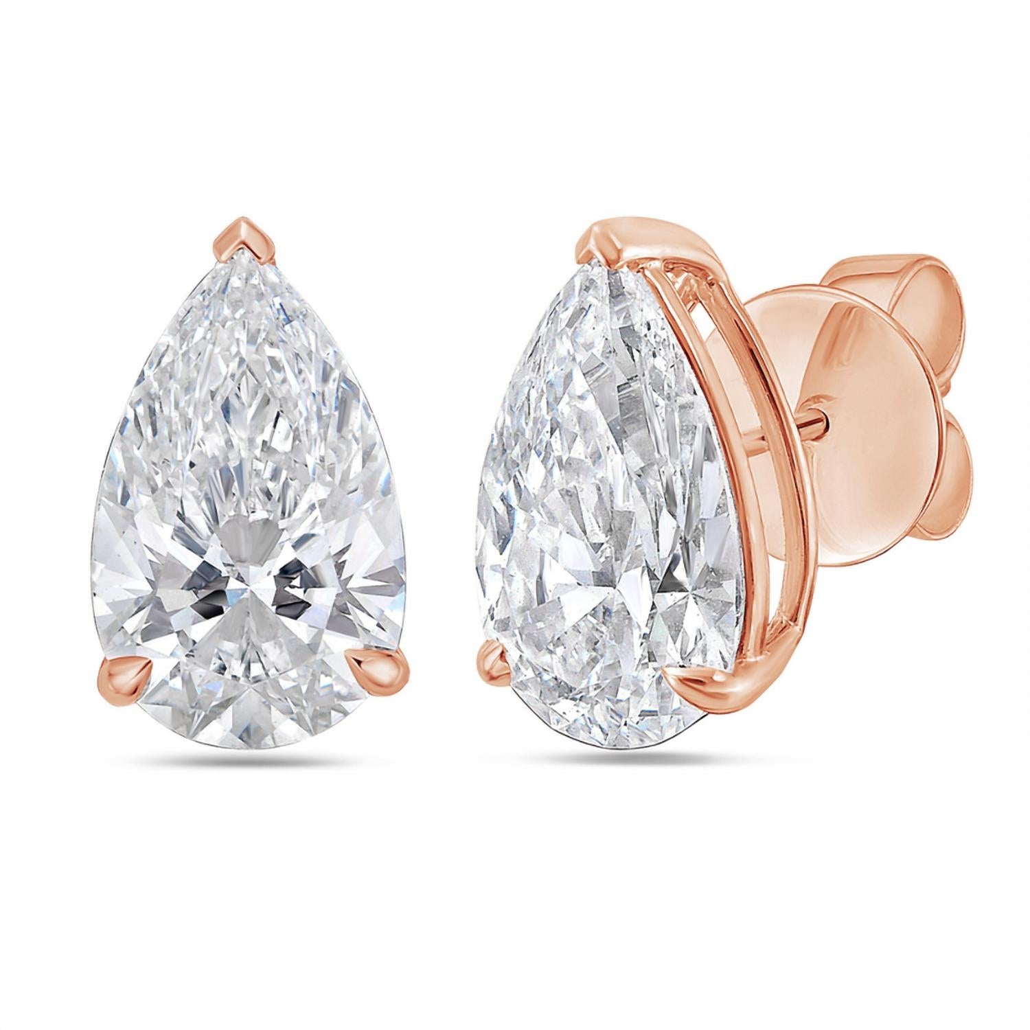 Diana M Jewels - 2.00 Cts Lab Grown Pear Cut Stud Earrings