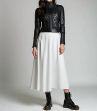 Blanc Noir - Classic Leather Mesh Moto Jacket