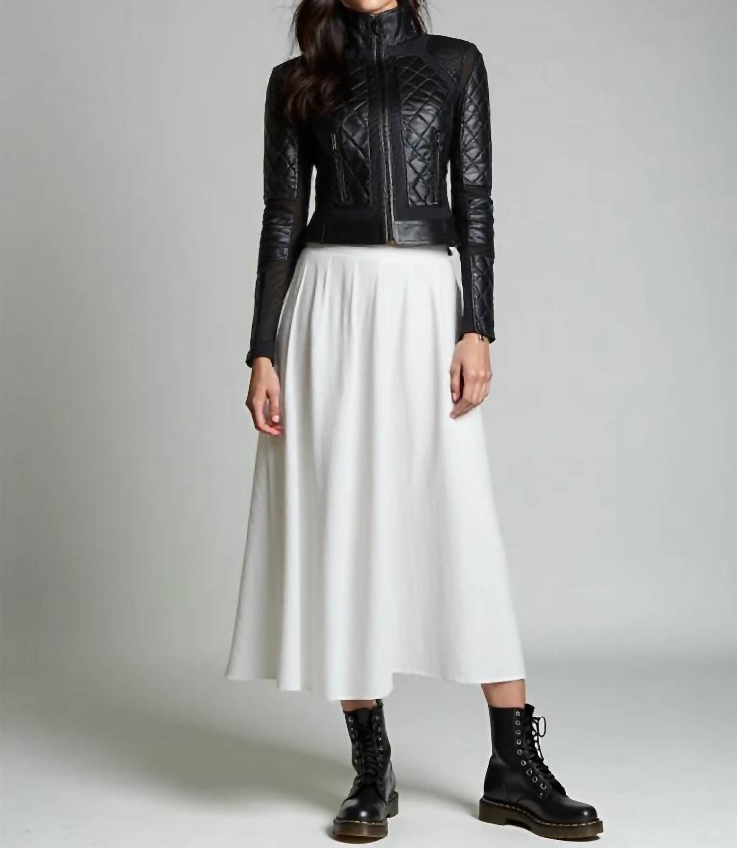 Blanc Noir - Classic Leather Mesh Moto Jacket