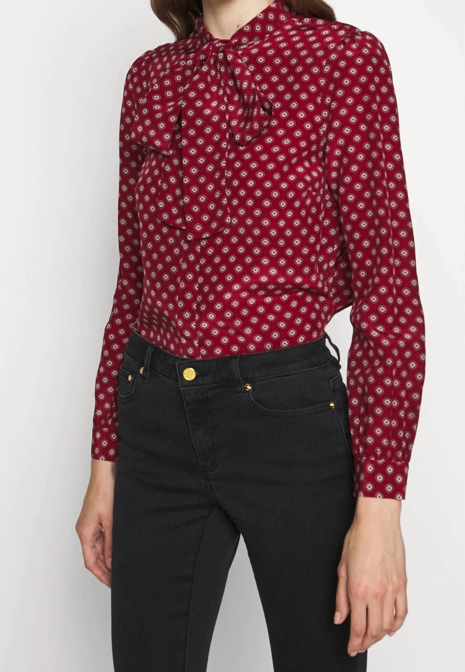 Michael Michael Kors - Tile Print Tie Neck Blouse