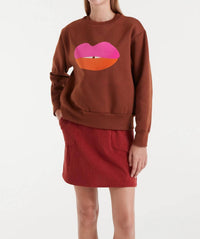 Compania Fantastica Lips Crew Sweatshirt in brown - women's top