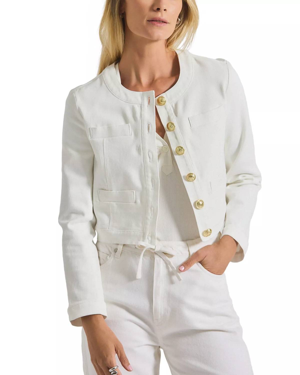 Derek Lam 10 Crosby - Cotton Penny Collarless Jacket
