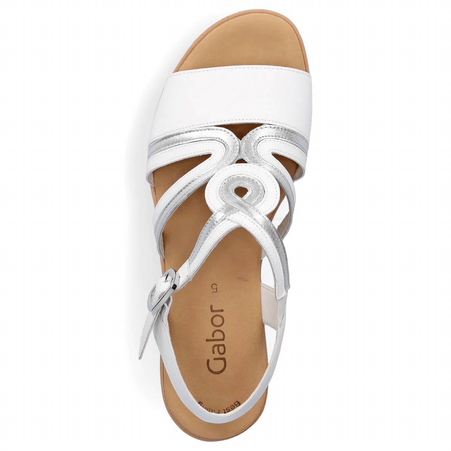 GABOR WOMEN'S NAPPA SATIN WEDGE SANDALS in white - women's shoe - alternate view