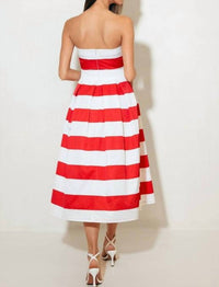 Flying Tomato - Solid woven striped midi dress