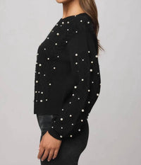 Splendid Demi Pearl Sweater in black 1 - women's sweater - alternate view