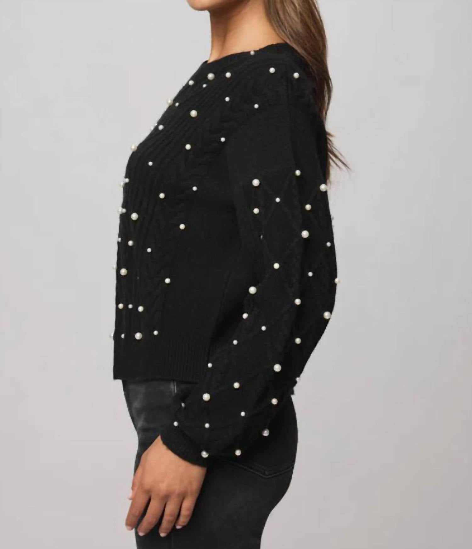 Splendid Demi Pearl Sweater in black 1 - women's sweater - alternate view