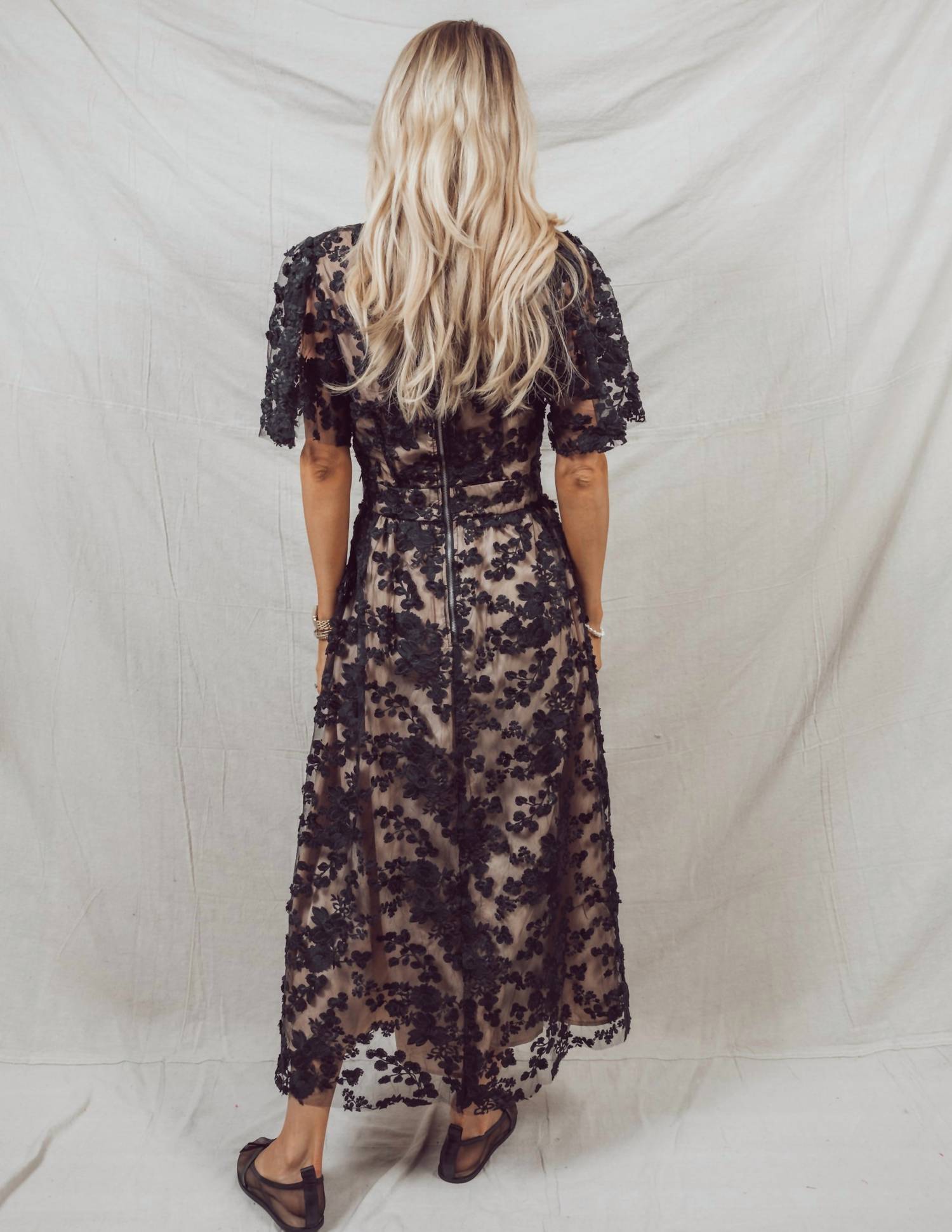Flying Tomato - Woven Lace Midi Dress