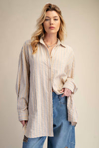 Easel - Long Sleeve Button Down Seersucker Shirt