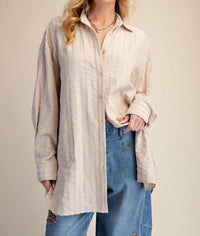 Easel - Long Sleeve Button Down Seersucker Shirt