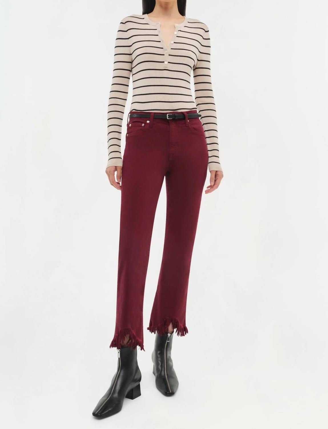 SIMKHAI River High Rise Straight Jeans in oxblood - women's jeans