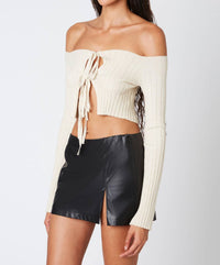 Cotton Candy La - TIE FRONT RIB SWEATER