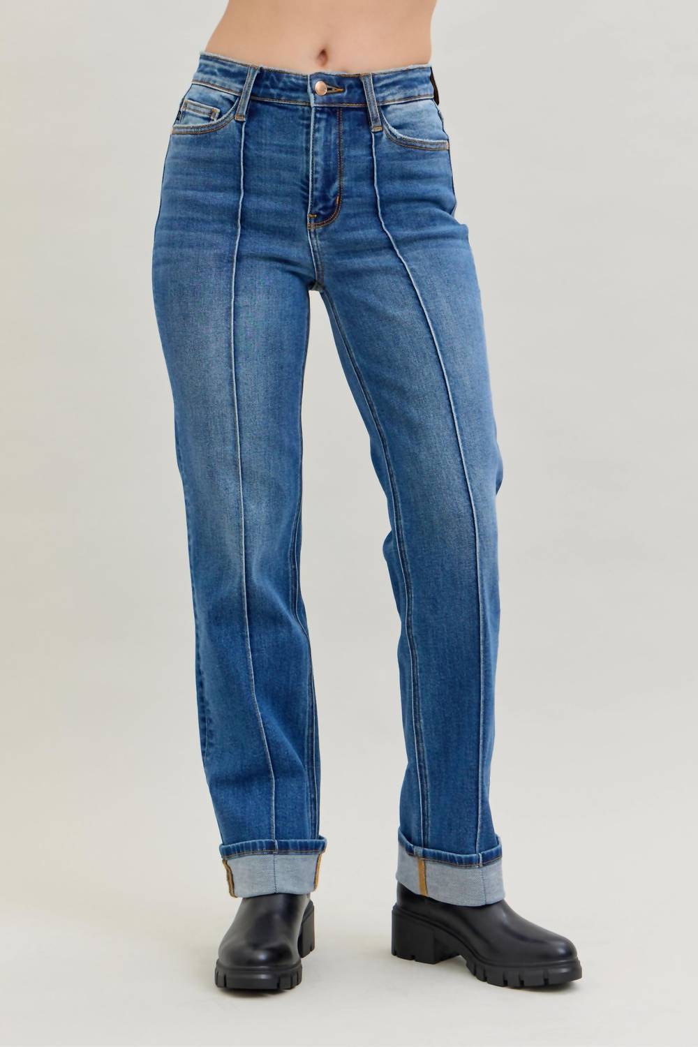 Judy Blue - Knox High Waist Cuffed Straight Jean