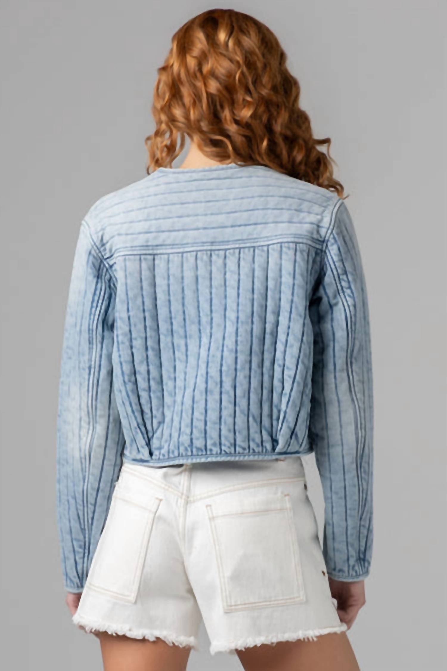 Blanknyc - Collarless Quilted Denim Jacket