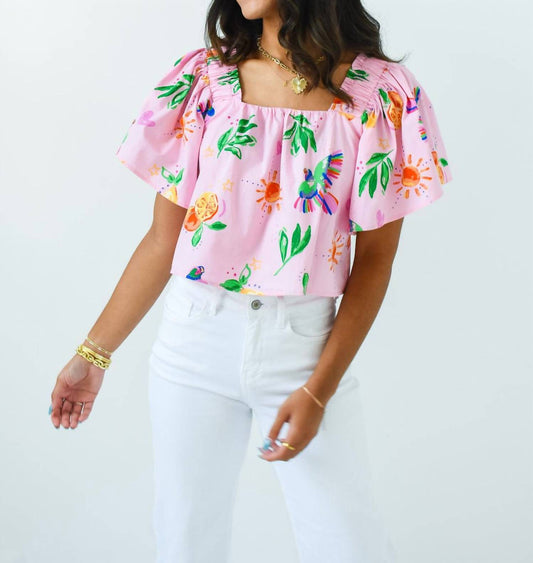 Karlie - Toucan Fruit Square Neck Top