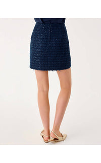 Lilly Pulitzer Kels Mini Skirt in low tide navy after party lurex boucle - women's skirt - detail view