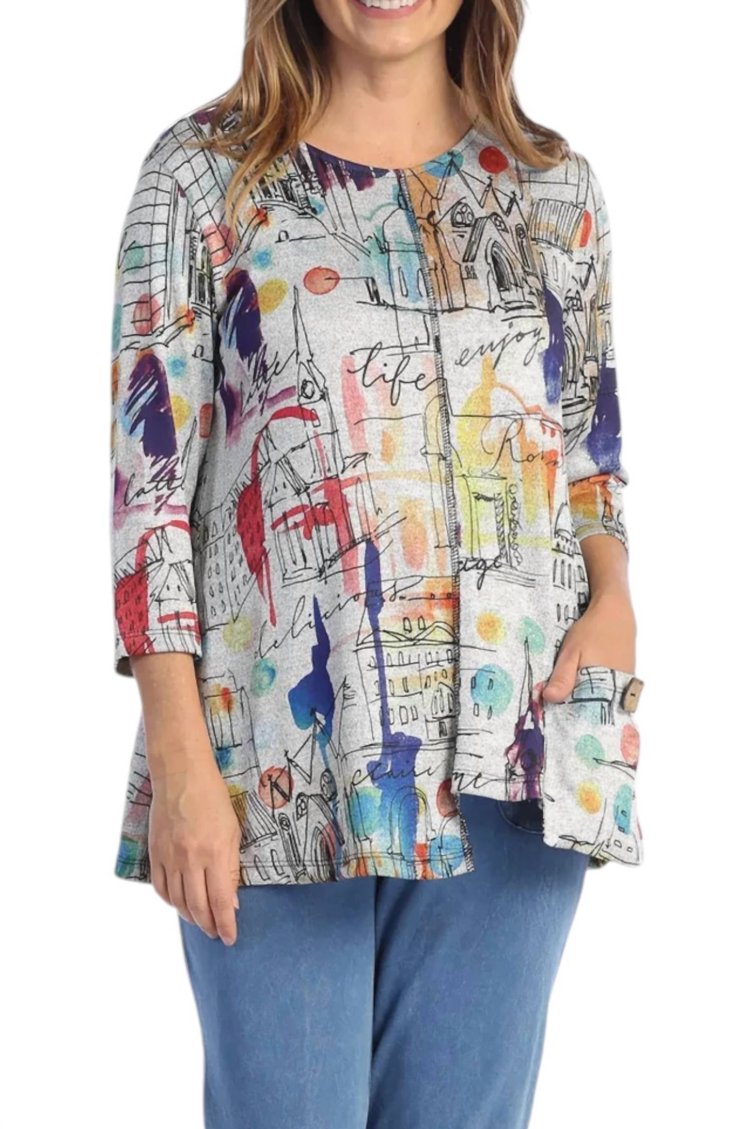 Jess & Jane - Mirage Fine Knit Contrast Seam Top