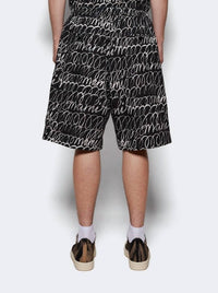 MARNI Scribbled Popeline Drawstring Shorts in black - men's shorts - alternate view