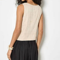 Apricot - Tie Front Linen Blend Vest