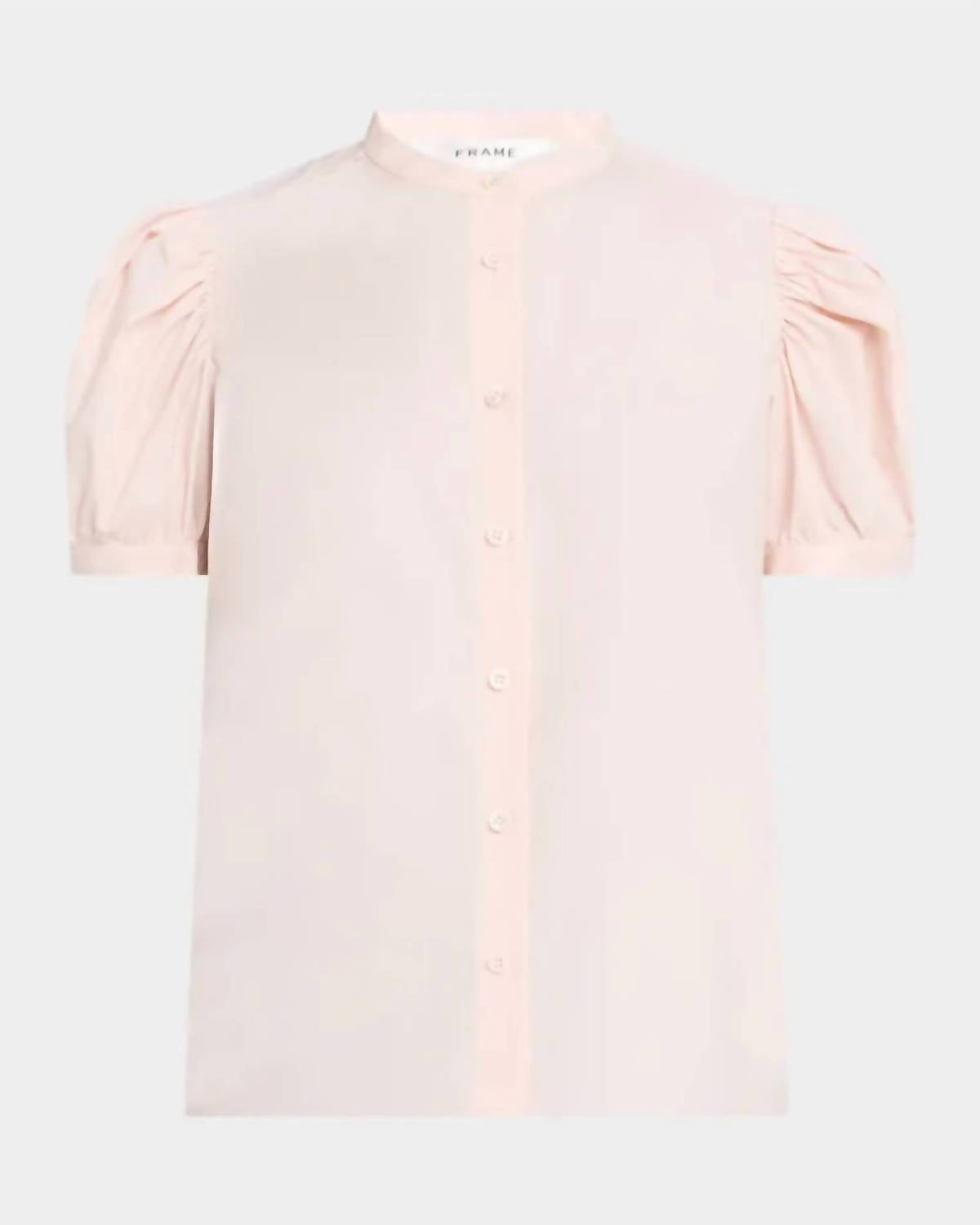 Frame - Gathered Short Sleeve Button Front Top