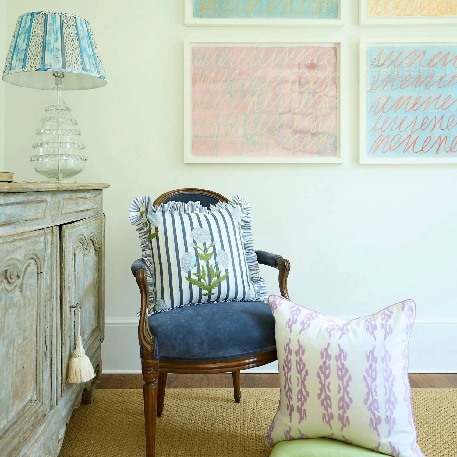 Laura Park - Marigold Stripes Block Print Throw Pillow