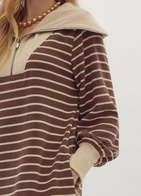 Entro - Ribbed Zip Up Long Sleeve Mini Dress