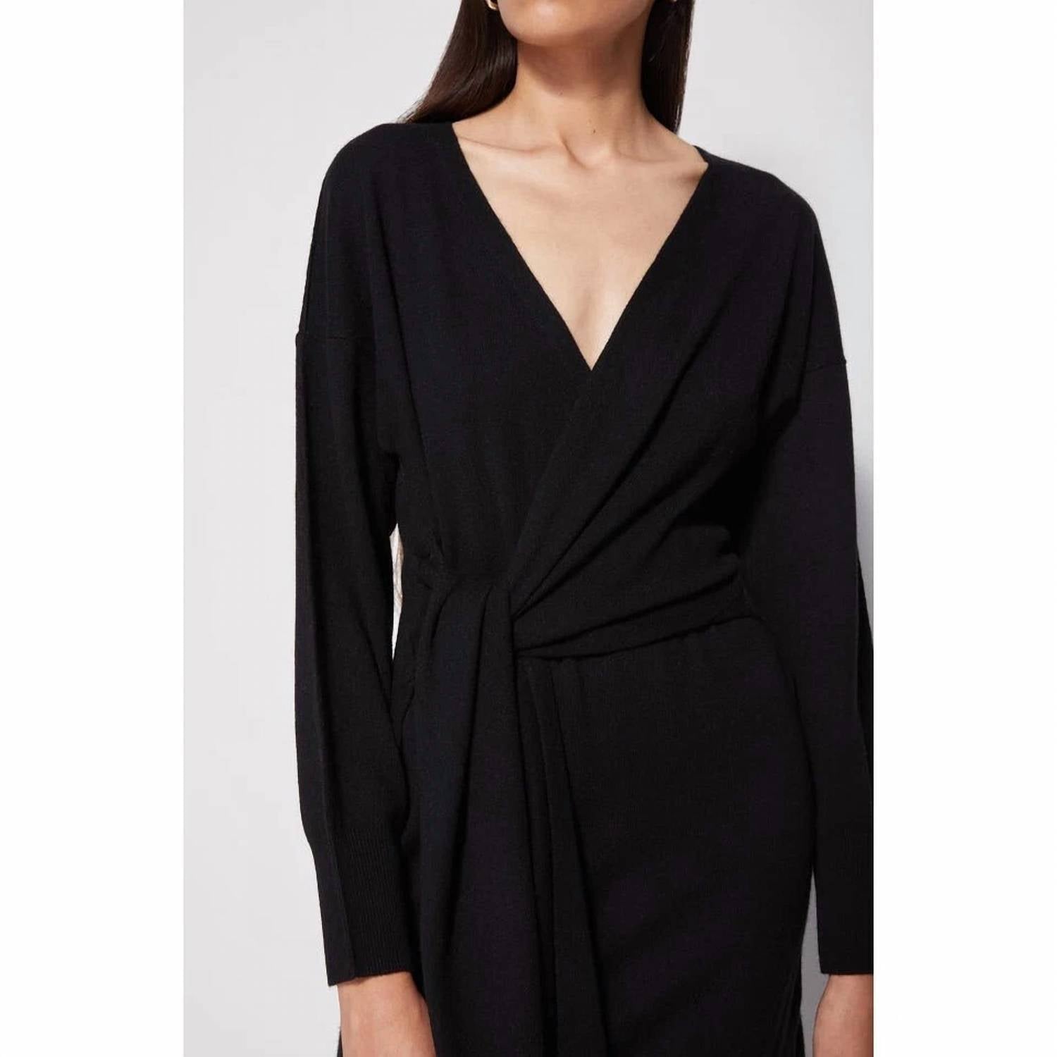 SIMKHAI Skyla Wrap Midi Dress in black - women's dress - view 4