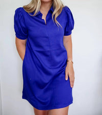 Jodifl - Women's Eloise Puff Sleeve Jersey Collar Dress