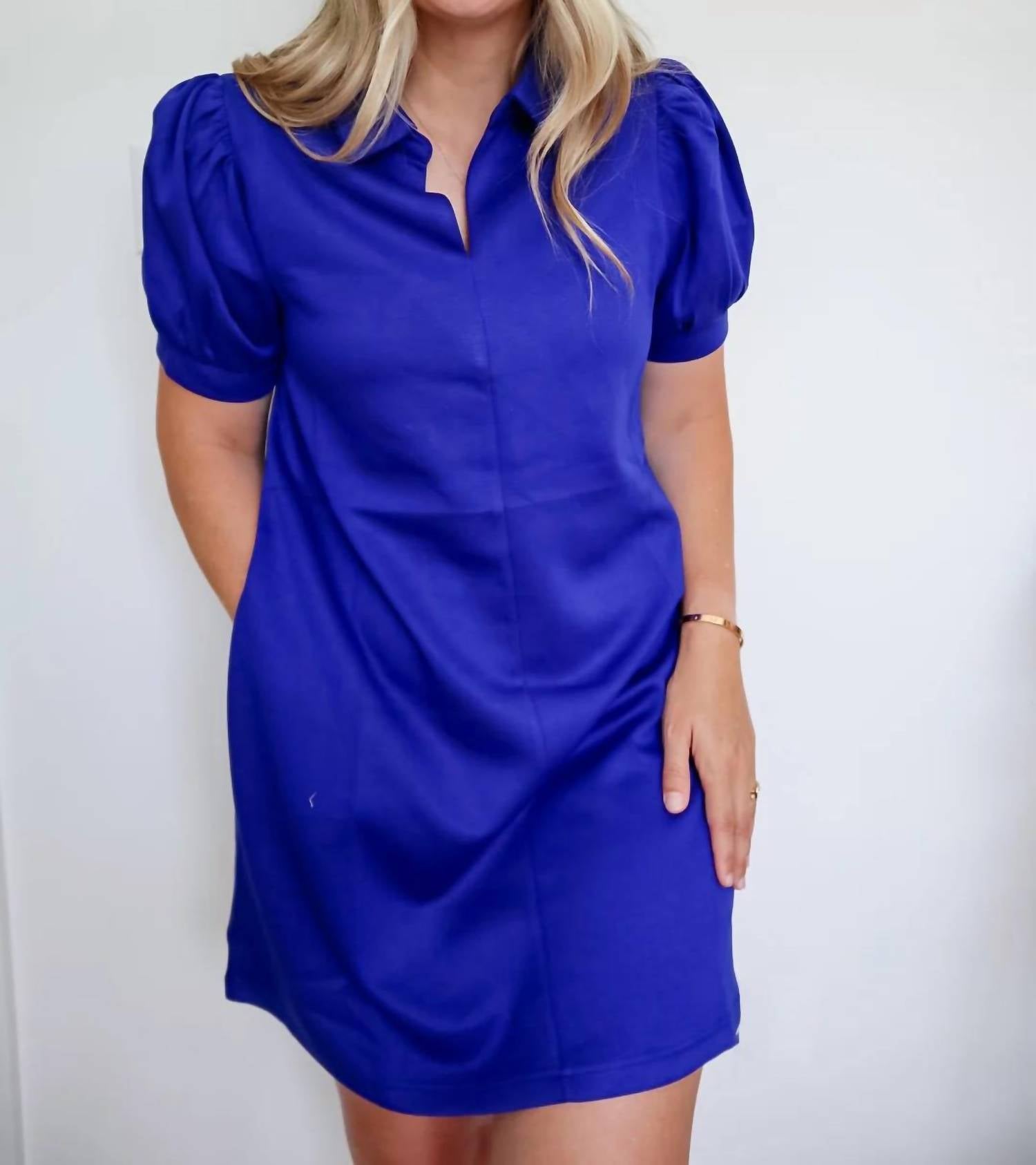 Jodifl - Women's Eloise Puff Sleeve Jersey Collar Dress