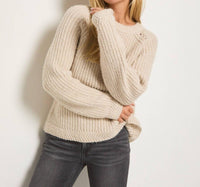 Seventy Eight and Sunny Fisherman Long Sleeve Raglan Sweater in birch - women's sweater - alternate view