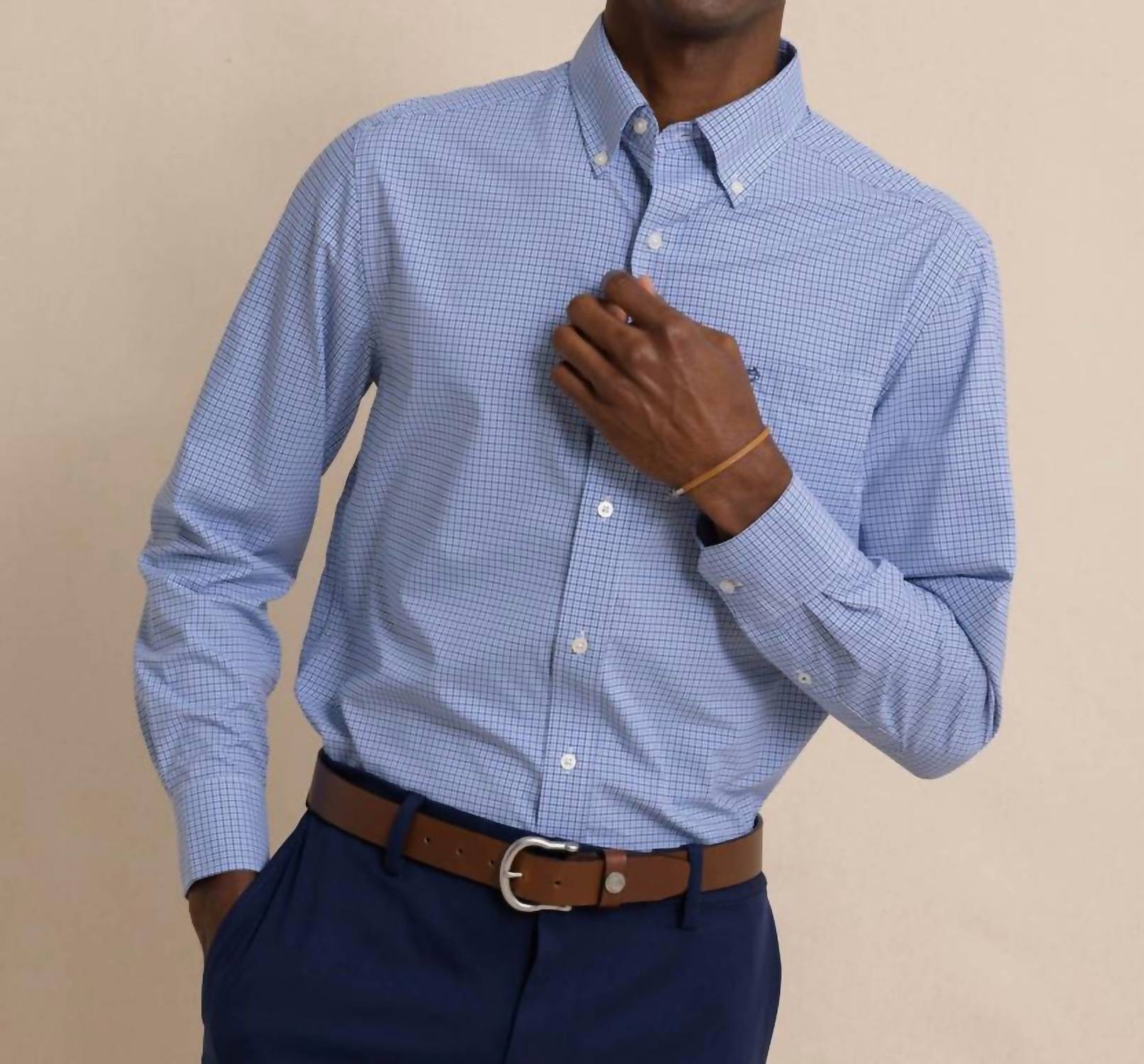 SOUTHERN TIDE Intercoastal Sport Shirt in seven seas blue - men's shirt