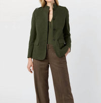 Ann Mashburn Marguerite Jacket in heather olive loden wool - women's jacket