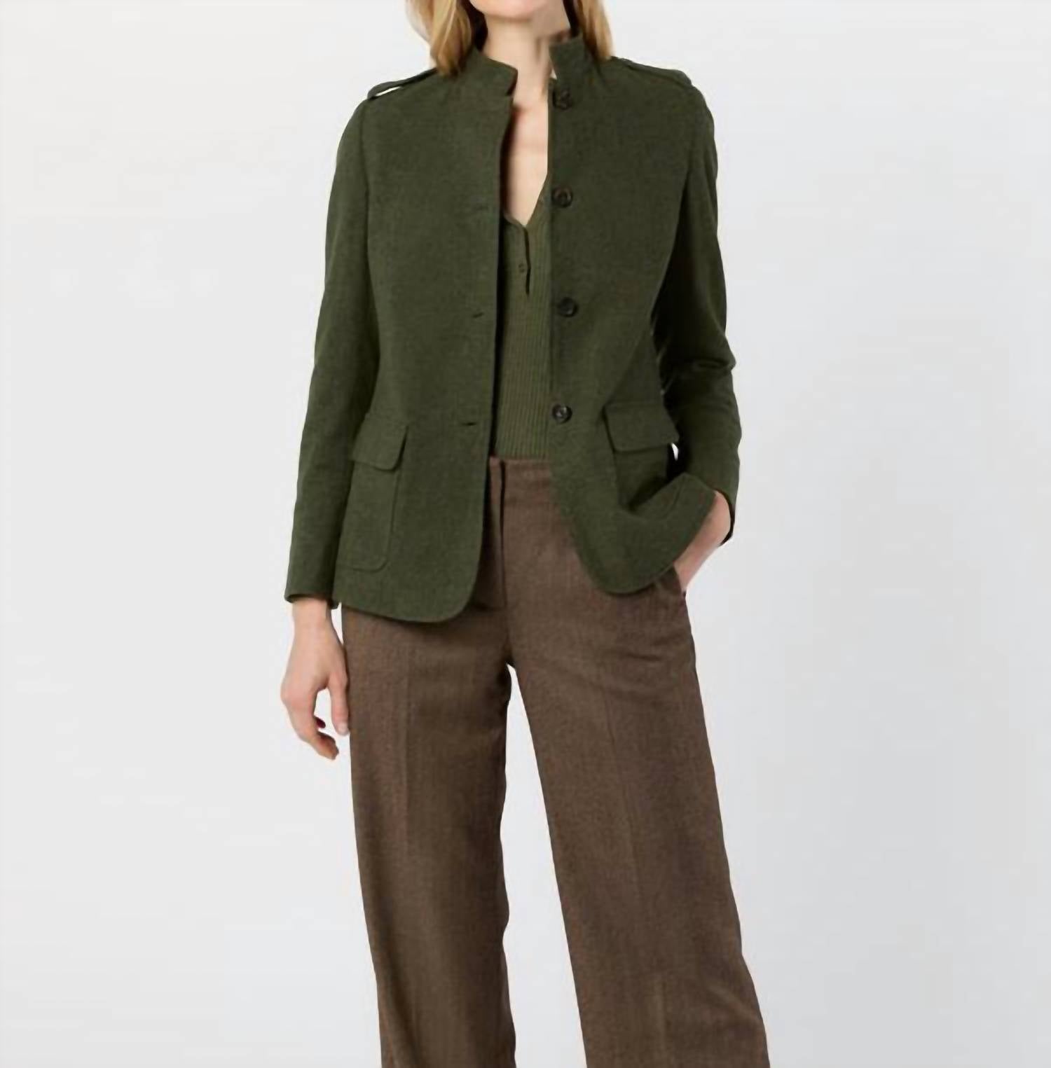 Ann Mashburn Marguerite Jacket in heather olive loden wool - women's jacket