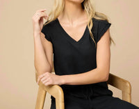 Softies - Dream Ruffle V-neck Top With Cropped Pant