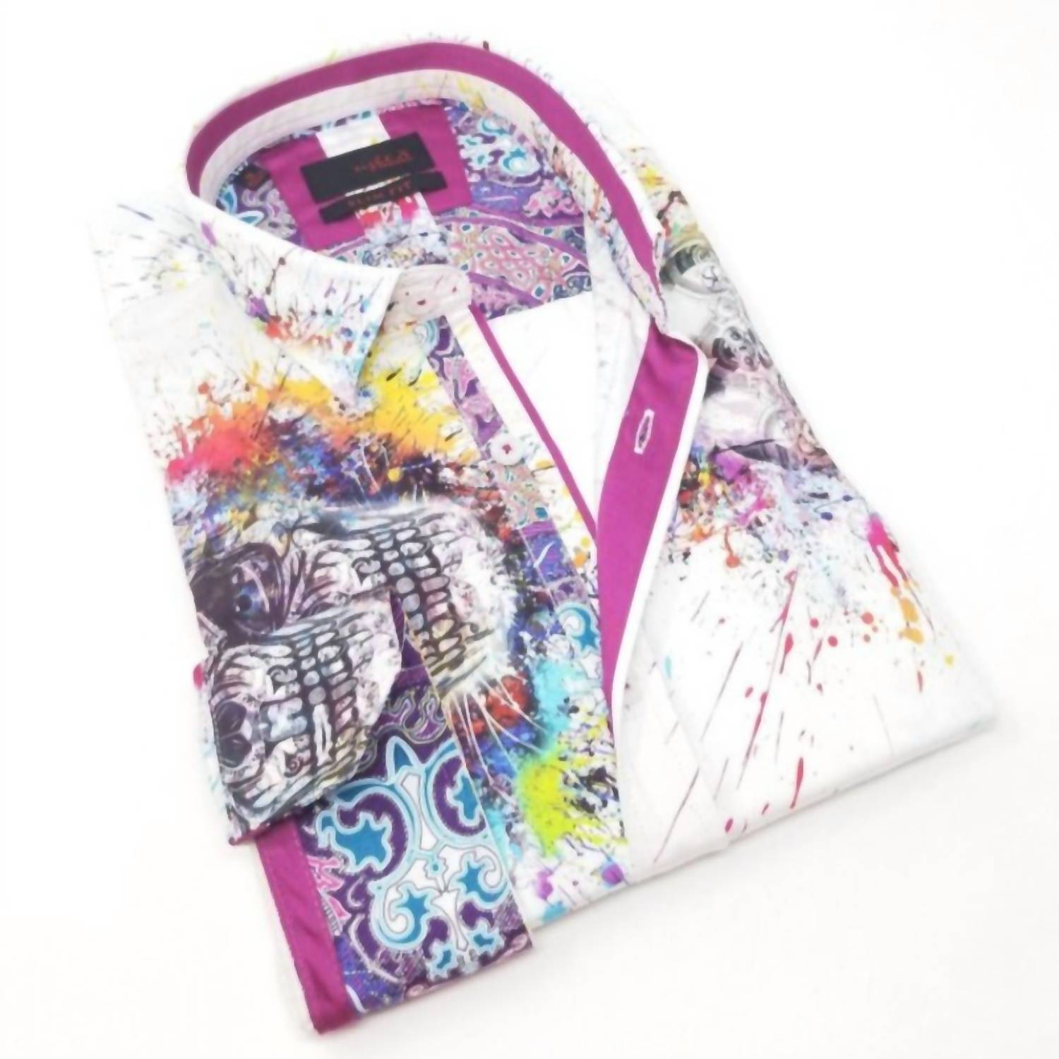 Eight X - Paint Splash Skull Button Down Shirt