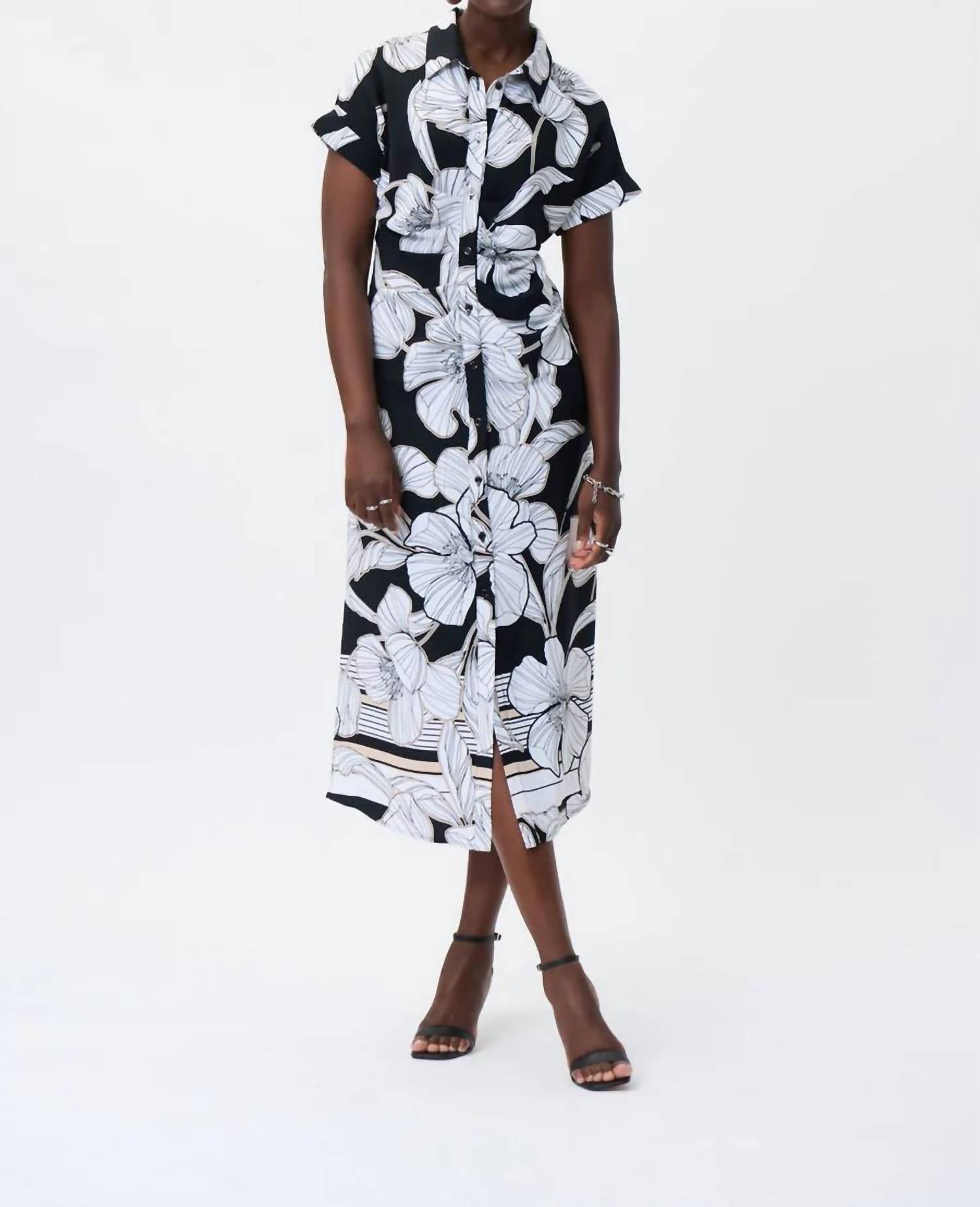 Joseph Ribkoff - FLORAL PRINT BUTTON DOWN DRESS