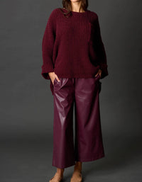 Before You Collection - Faux Leather Wide Leg Culotte Pants