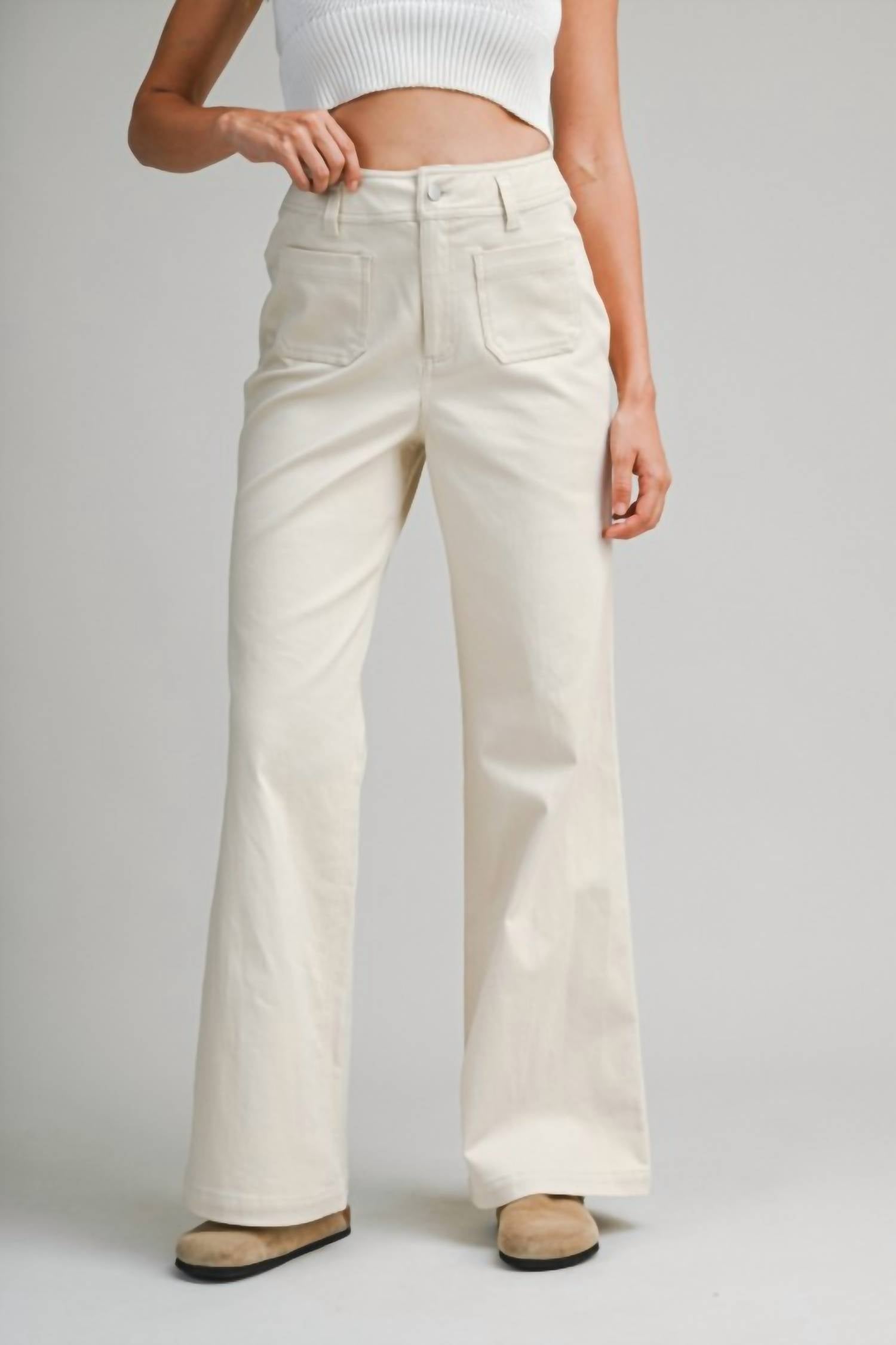 Mable - Front Patch Wide Leg Pants