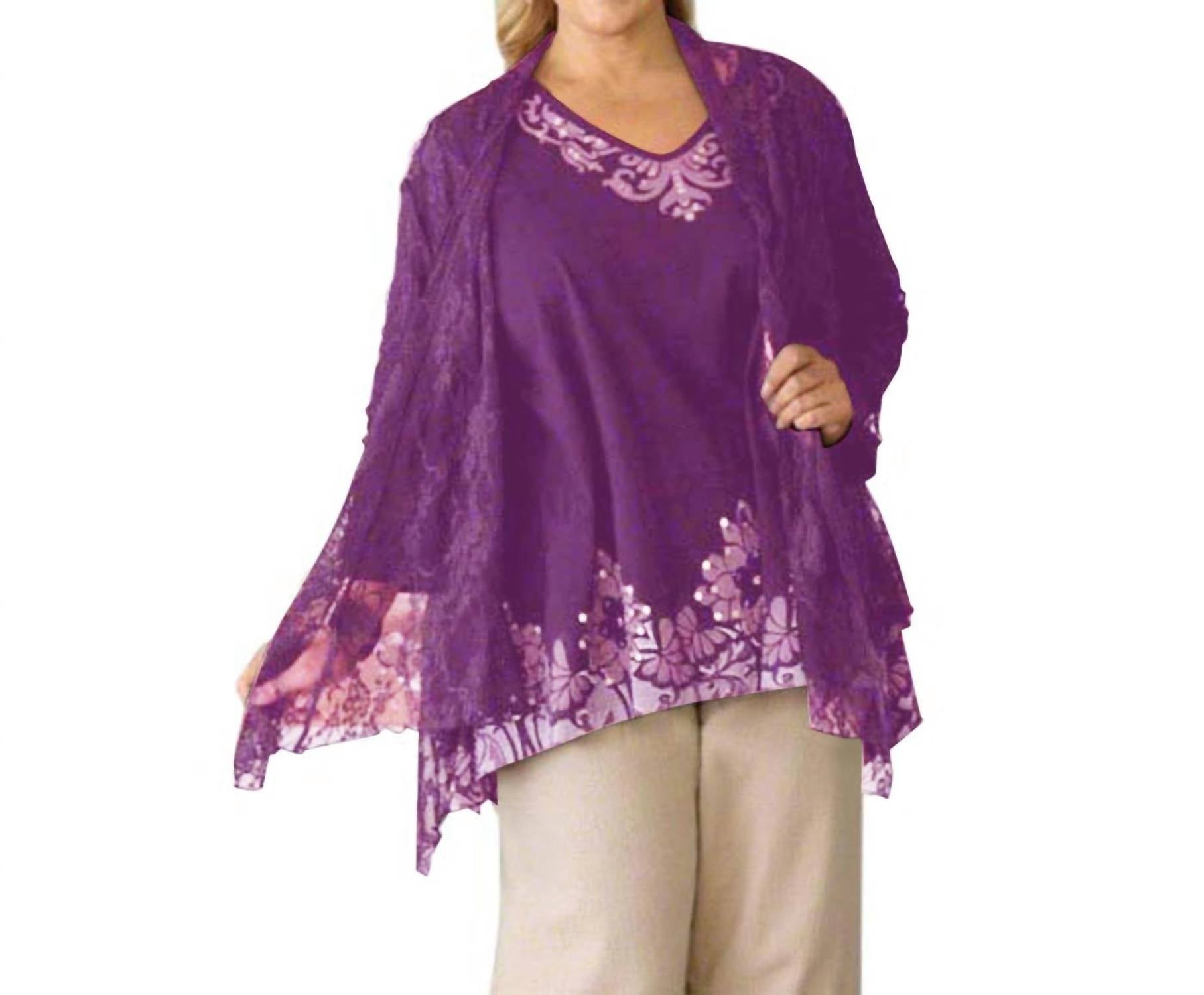 On The Plus Side - London Lace Long Sleeve Jacket - Plus Size