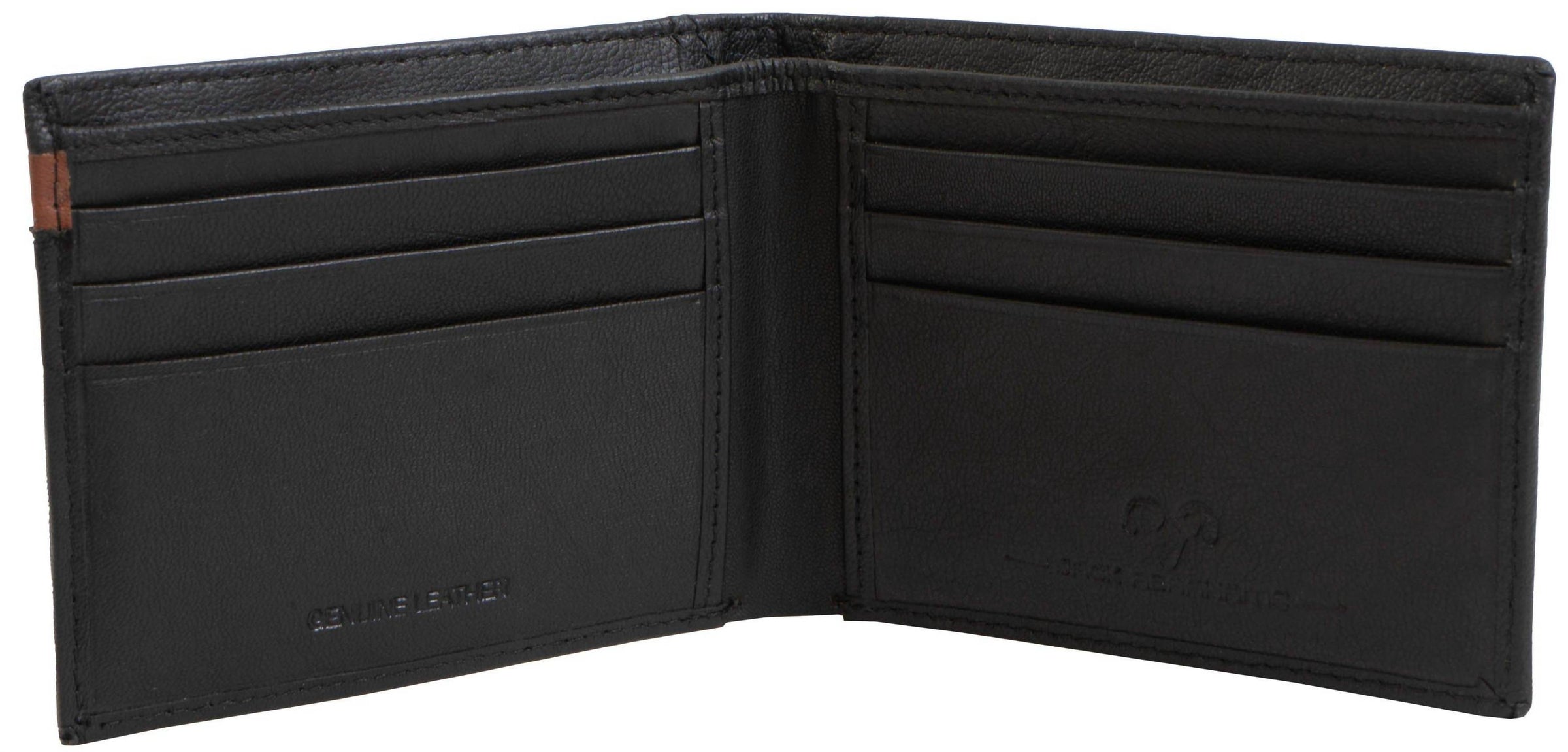 Jack Abrahams Men's Goat Nappa Leather Bi-fold Wallet in cognac black - men's bag - alternate view