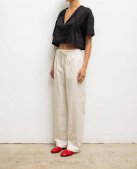 LESET Yoko Tie Cropped Top in black - women's shirt - detail view