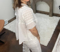 J.Nna - Crochet Half Sleeve Babydoll Top