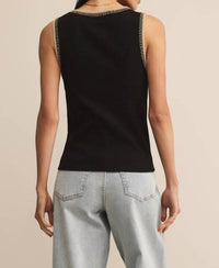 Z Supply Women's Social Tank Top in black - women's shirt - detail view