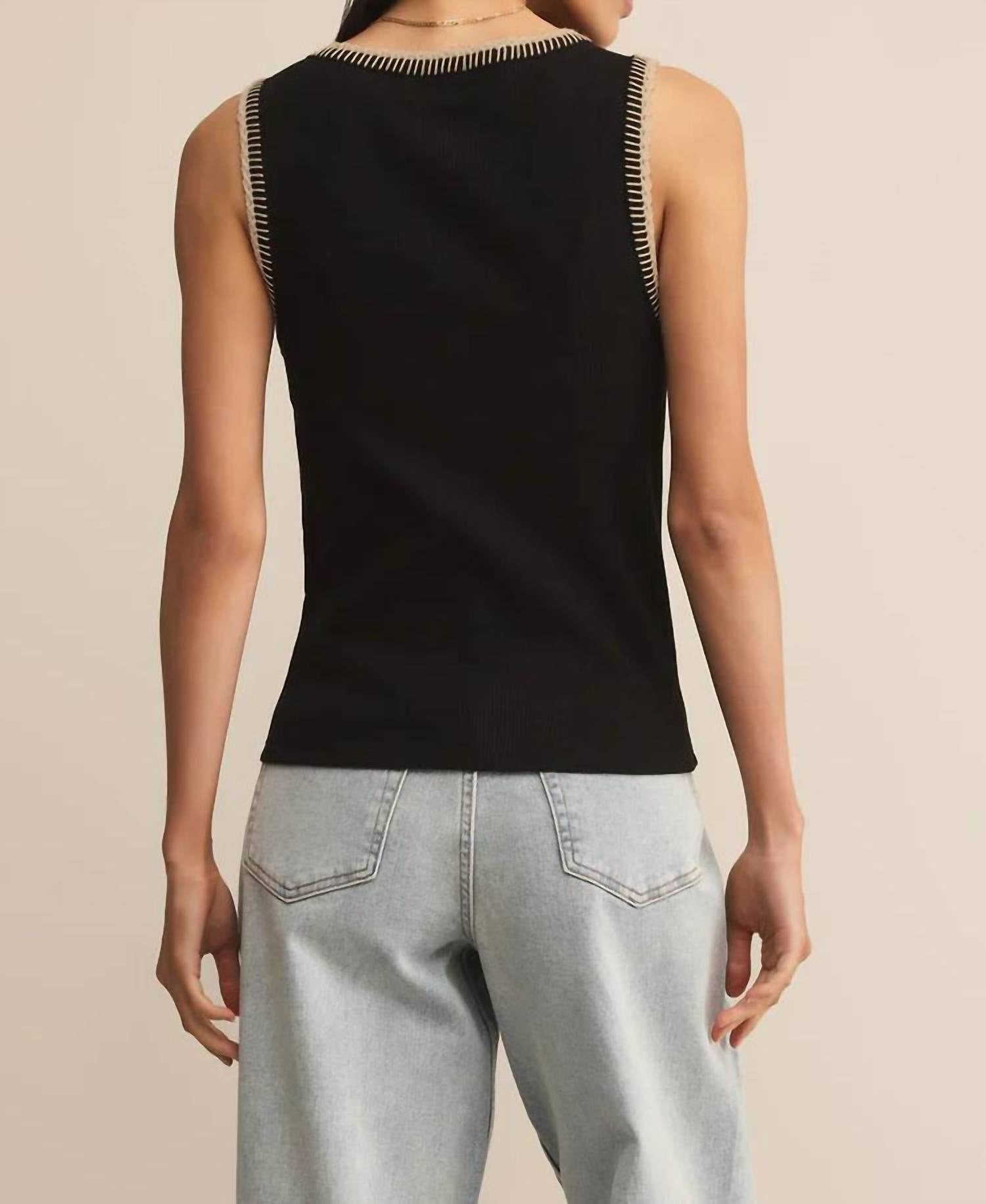 Z Supply Women's Social Tank Top in black - women's shirt - detail view