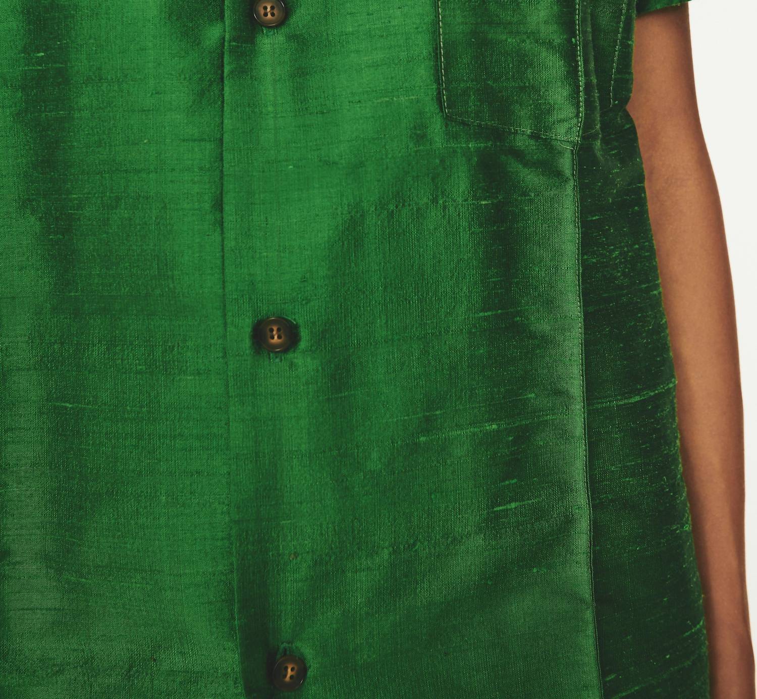 Rosie Assoulin Cabana Silk Top in emerald - women's shirt - alternate view