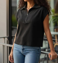 Spanx - French Rib Air Essentials Half Zip Top