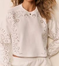 Loveshackfancy - Lalo Bandana Eyelet Fleece Pullover Sweatshirt