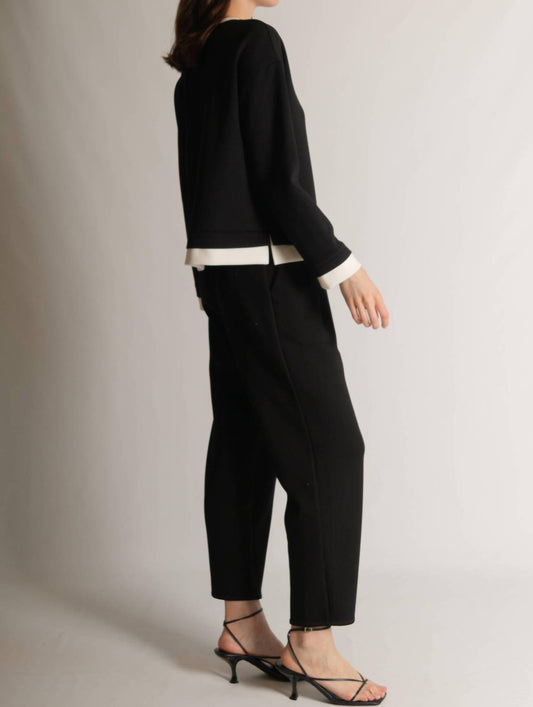 P.Cill - Betty Contrast Border Long Sleeve Top