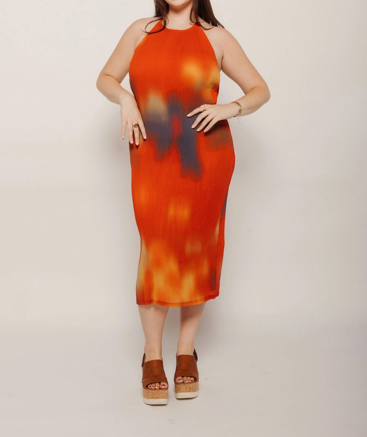 Thinking Mu - Flowers Pleated Miriam Midi Dress