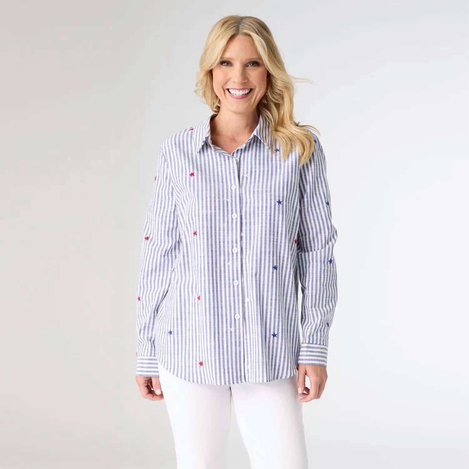 Coco + Carmen - Patriotic Striped Button-up Shirt